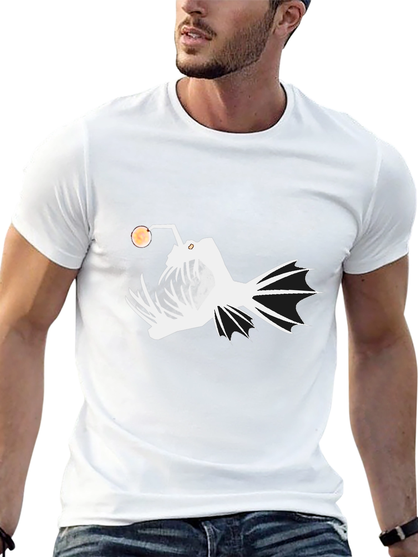 Anglerfish Graphic Tee - Black Cotton T-Shirt