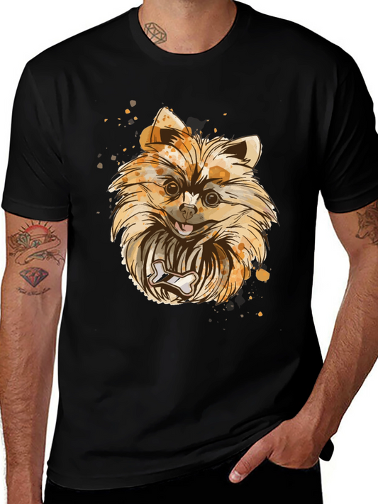 Pomeranian Dog Graphic T-Shirt - Black