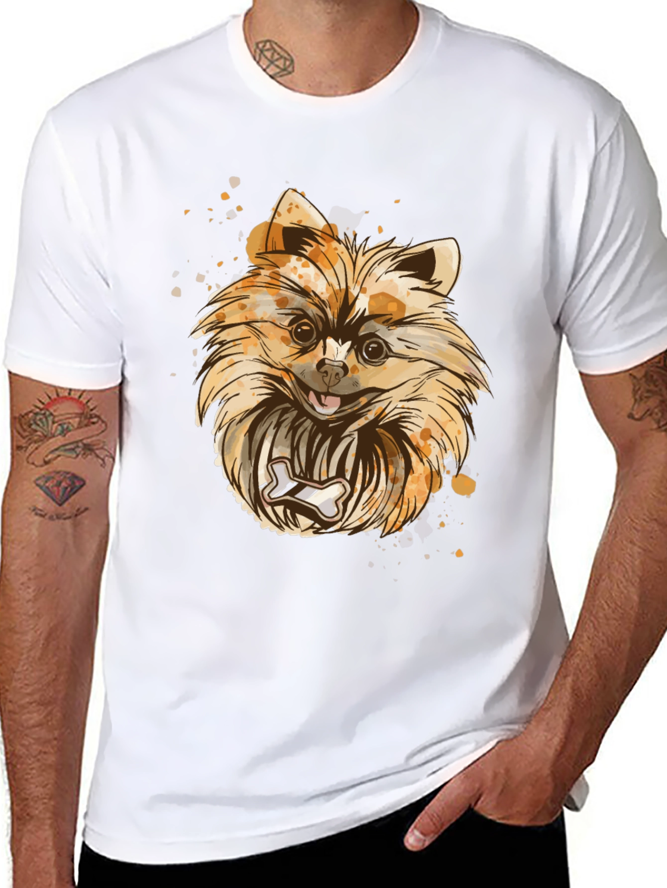 Pomeranian Dog Graphic T-Shirt - Black