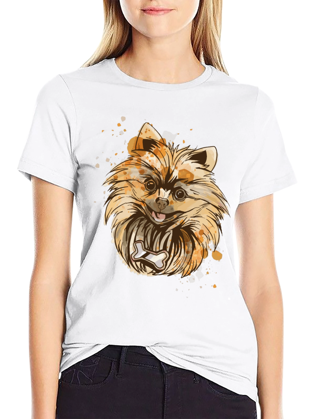 Pomeranian Dog Graphic T-Shirt - Black