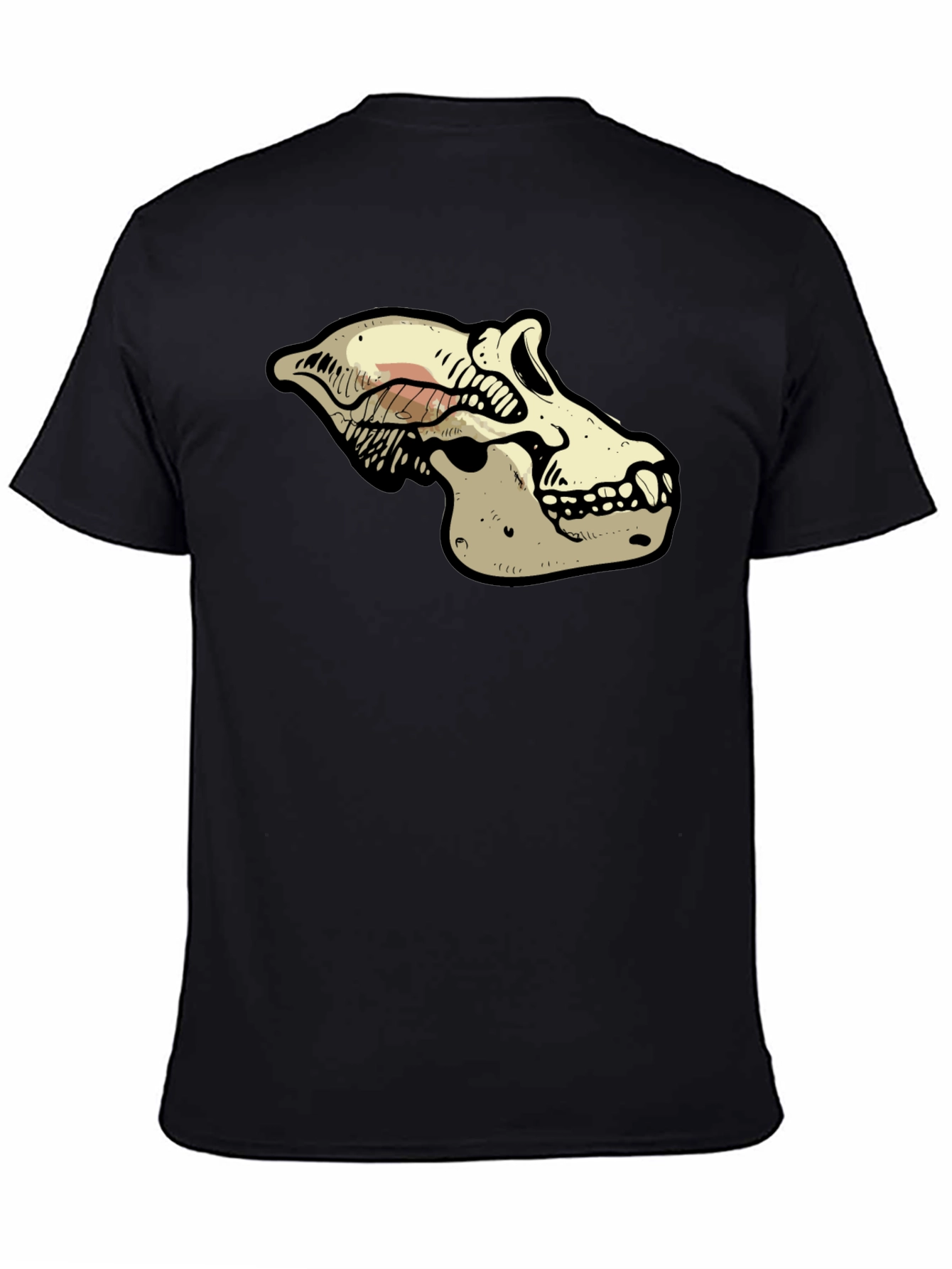 Primate Skull Graphic Tee - Black Cotton T-Shirt