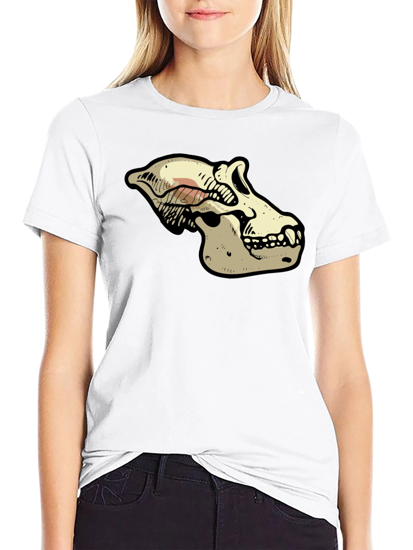 Primate Skull Graphic Tee - Black Cotton T-Shirt