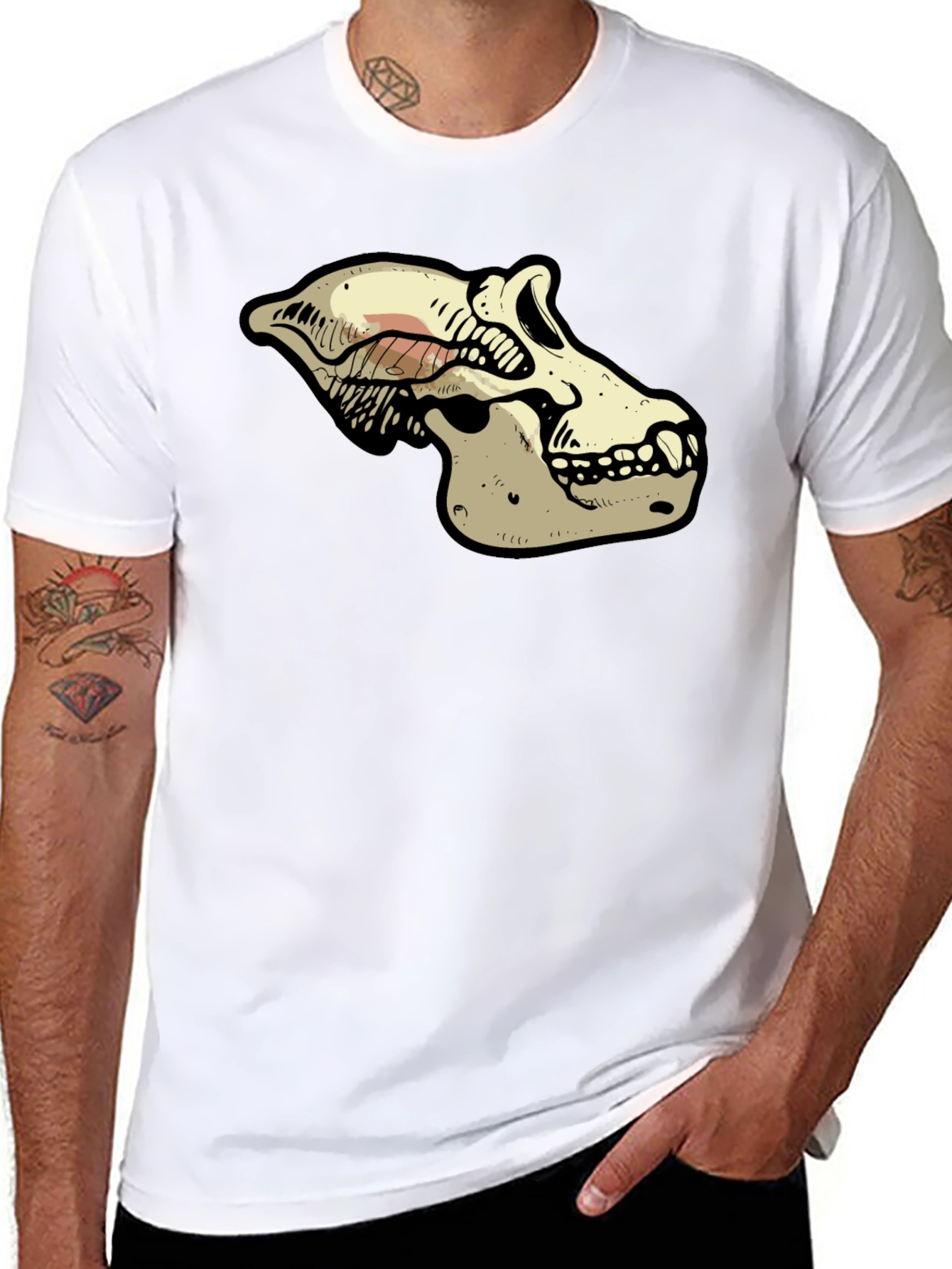 Primate Skull Graphic Tee - Black Cotton T-Shirt