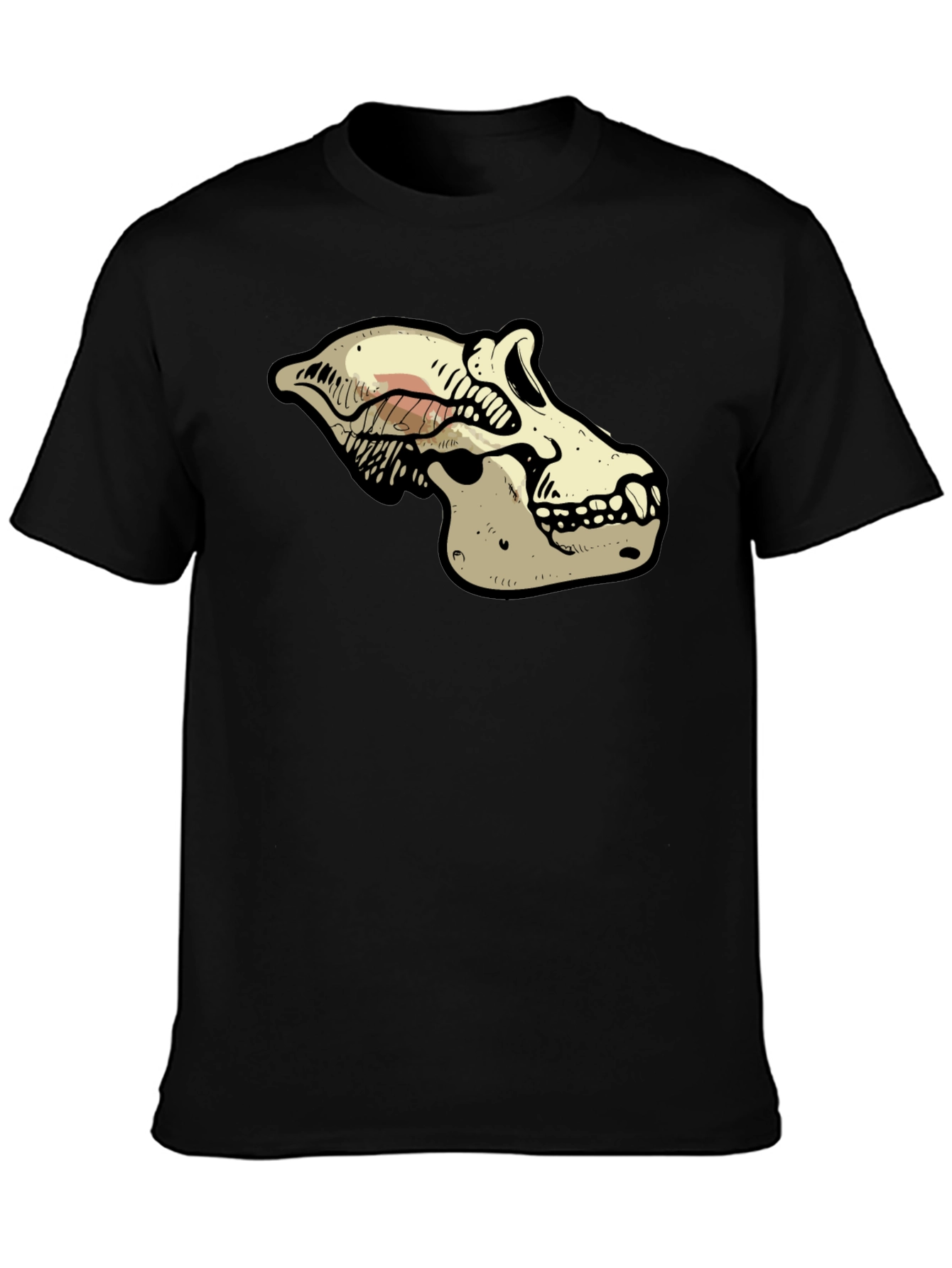 Primate Skull Graphic Tee - Black Cotton T-Shirt