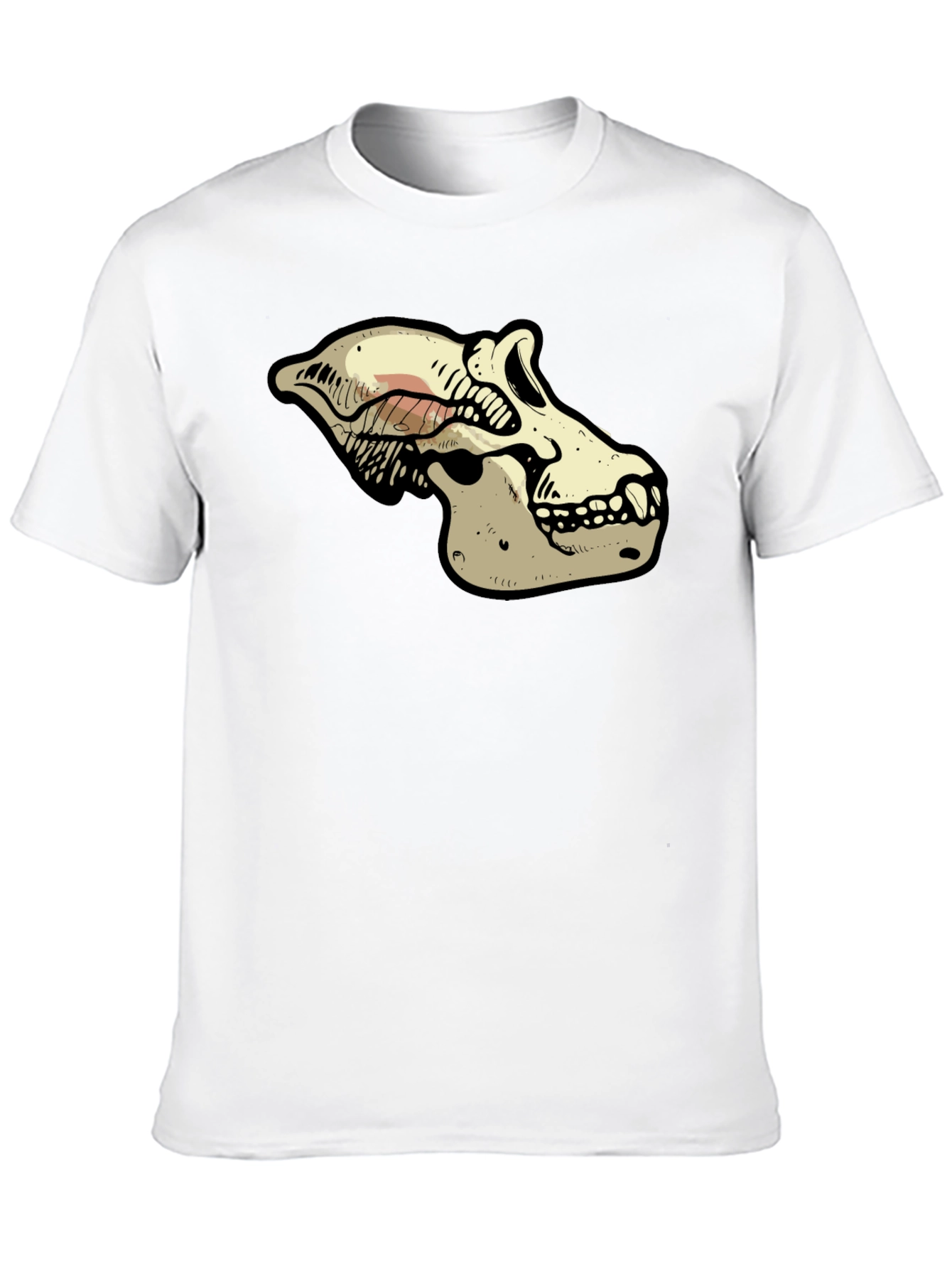 Primate Skull Graphic Tee - Black Cotton T-Shirt