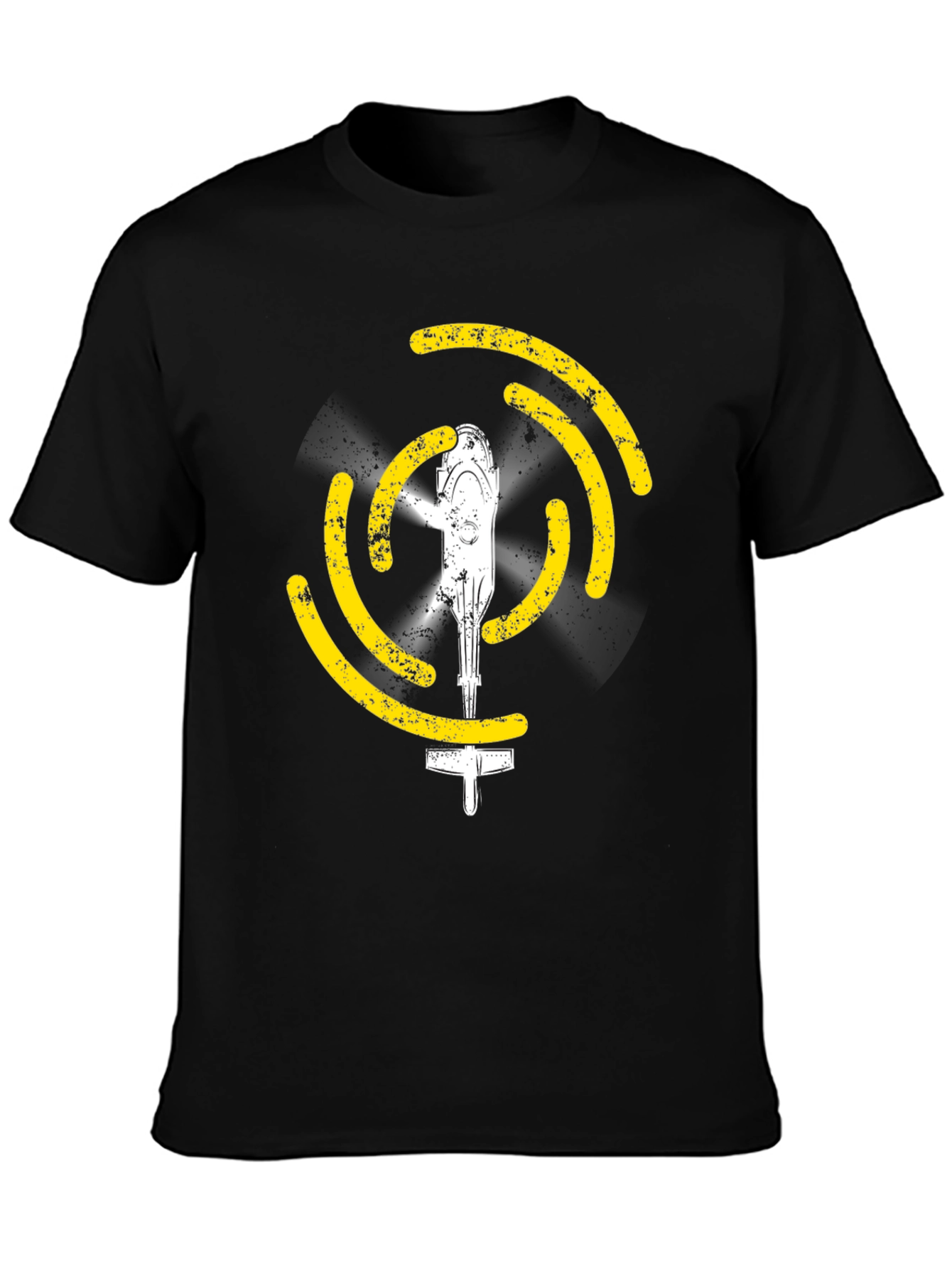 Helicopter Graphic Tee - Black Cotton T-Shirt
