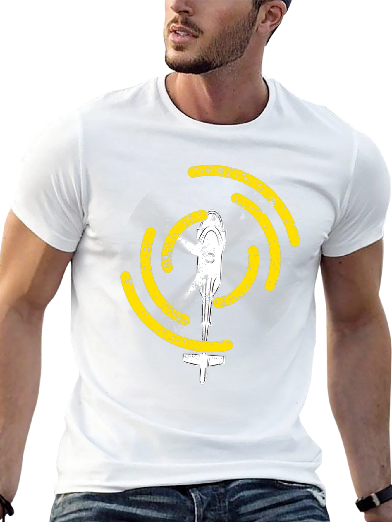 Helicopter Graphic Tee - Black Cotton T-Shirt