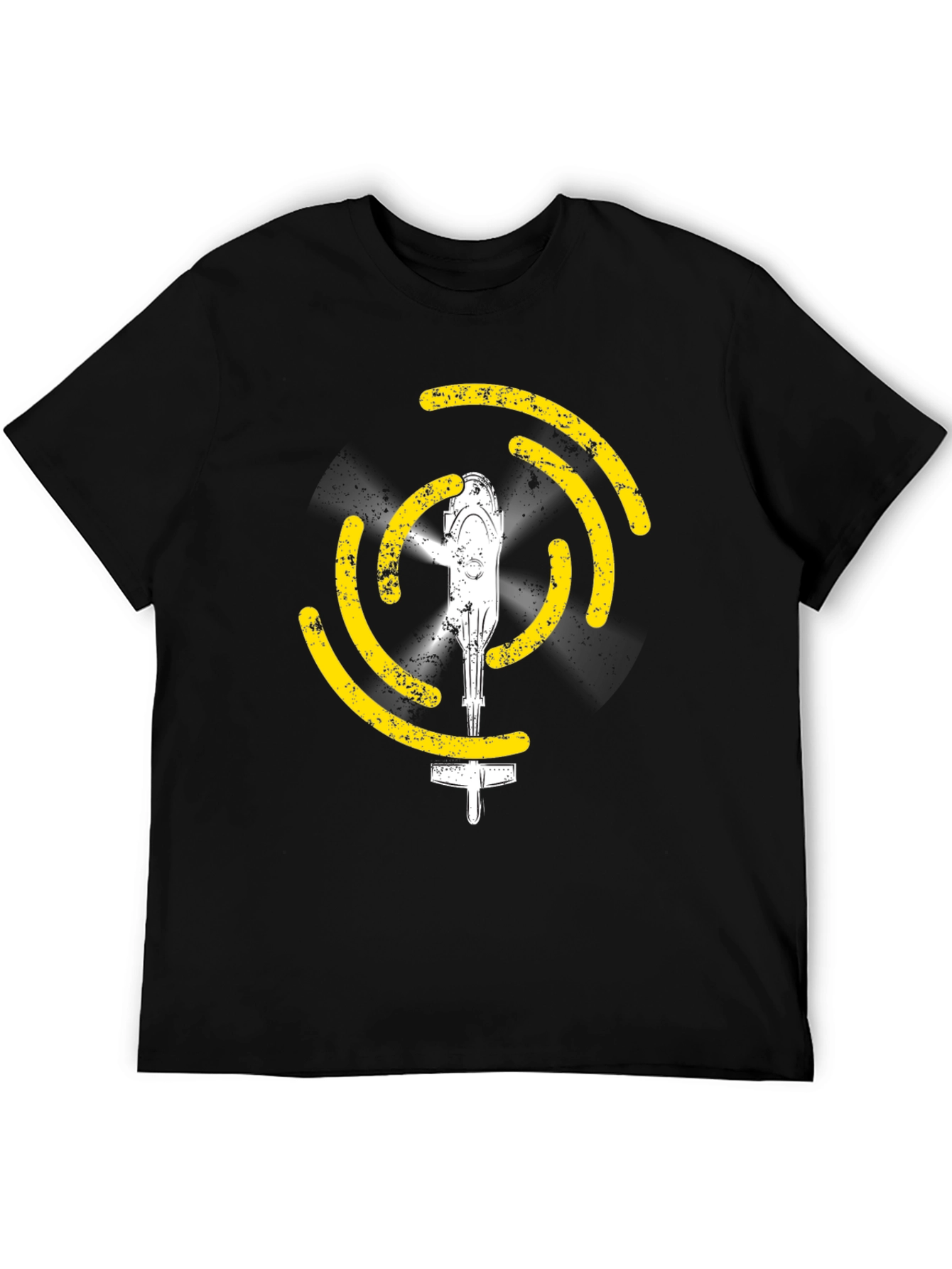 Helicopter Graphic Tee - Black Cotton T-Shirt