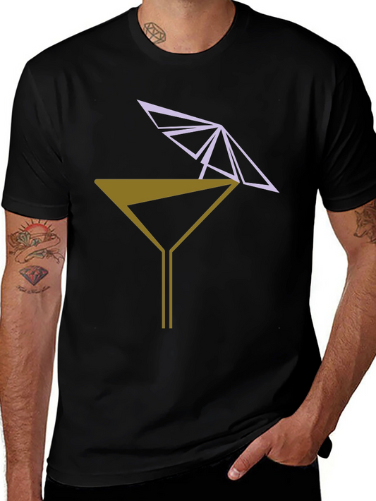 Geometric Martini T-Shirt - Modern Cocktail Tee