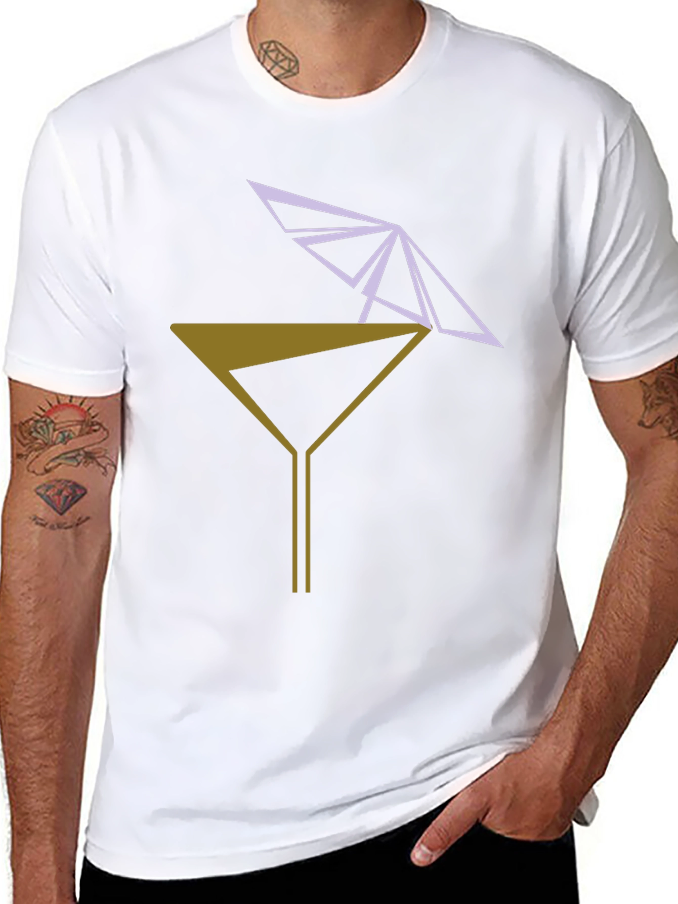Geometric Martini T-Shirt - Modern Cocktail Tee