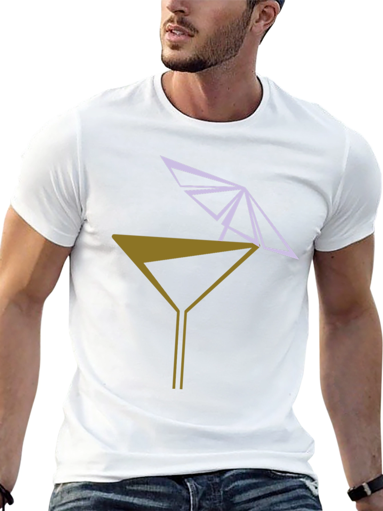 Geometric Martini T-Shirt - Modern Cocktail Tee