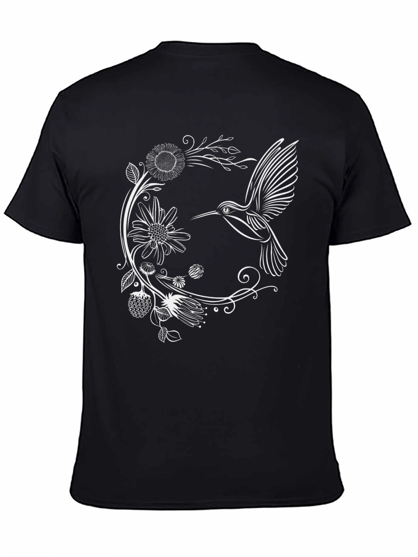 Hummingbird Floral Graphic Tee - Black