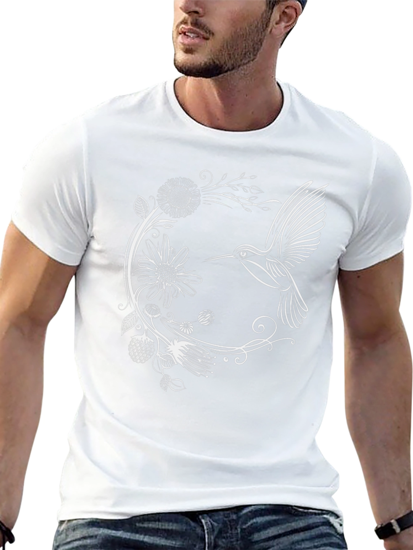 Hummingbird Floral Graphic Tee - Black