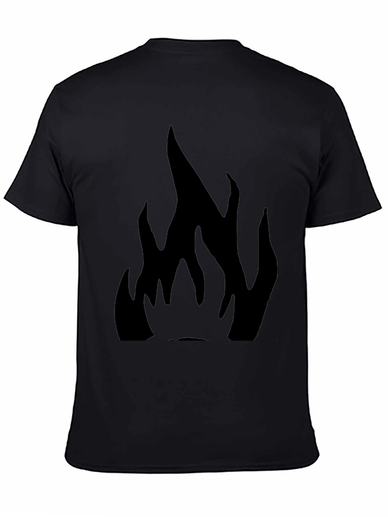 Black T-Shirt with Flame Design