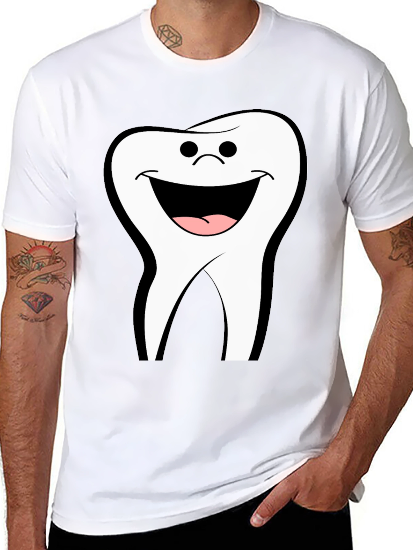 Smiling Tooth Graphic Black T-Shirt