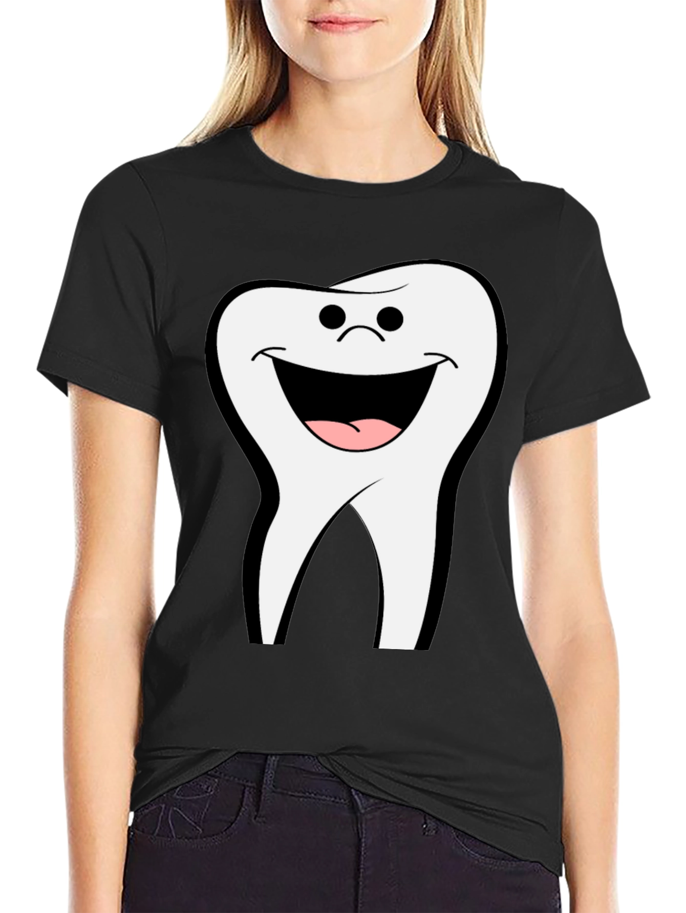 Smiling Tooth Graphic Black T-Shirt
