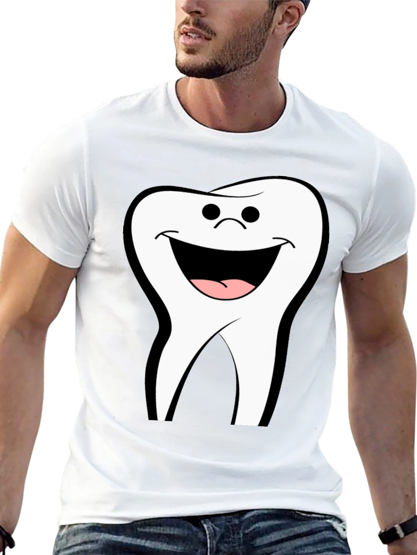Smiling Tooth Graphic Black T-Shirt