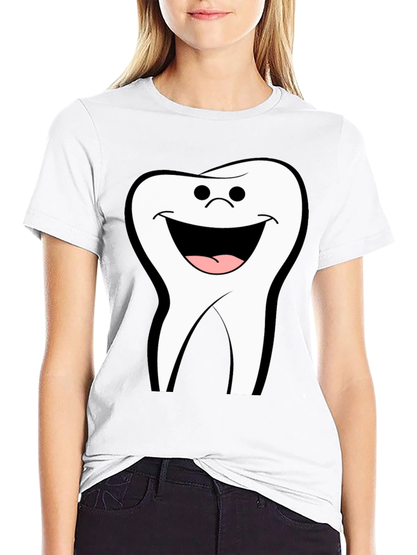 Smiling Tooth Graphic Black T-Shirt
