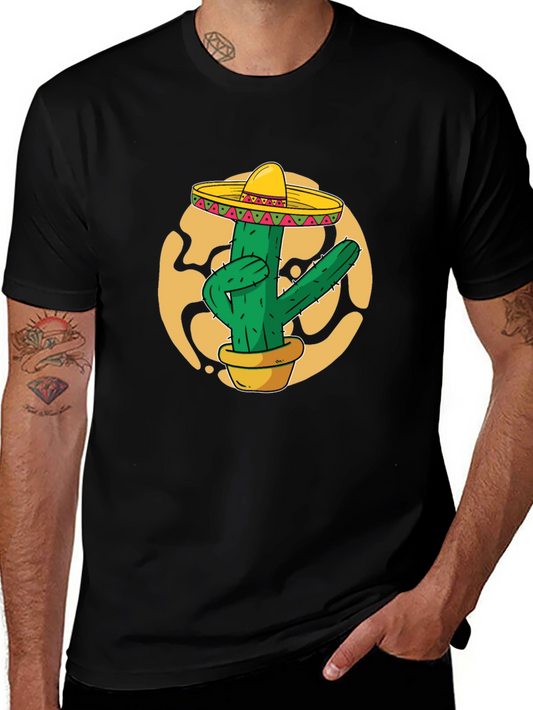 Cactus Sombrero Graphic T-Shirt - Black Cotton Tee
