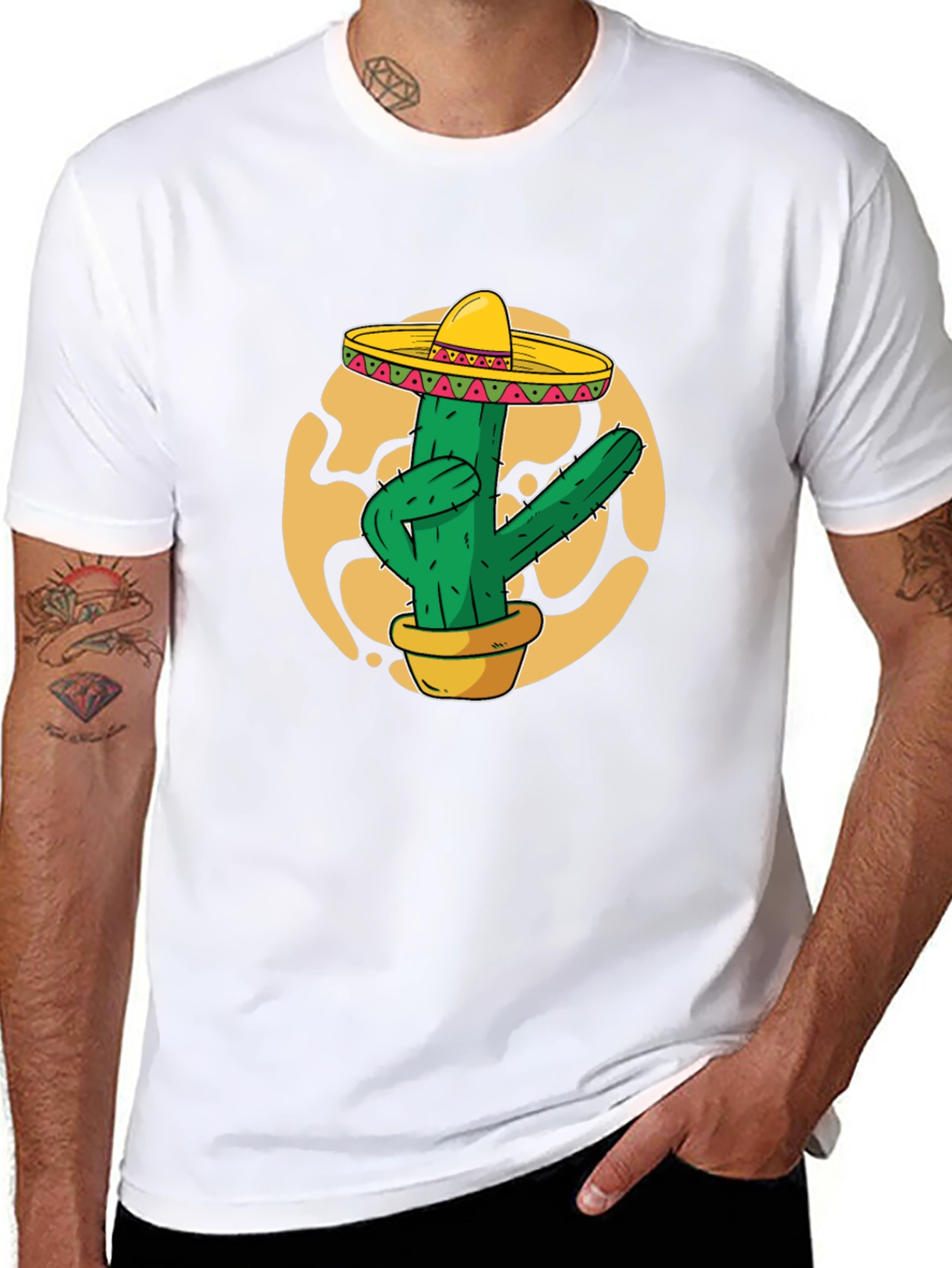 Cactus Sombrero Graphic T-Shirt - Black Cotton Tee