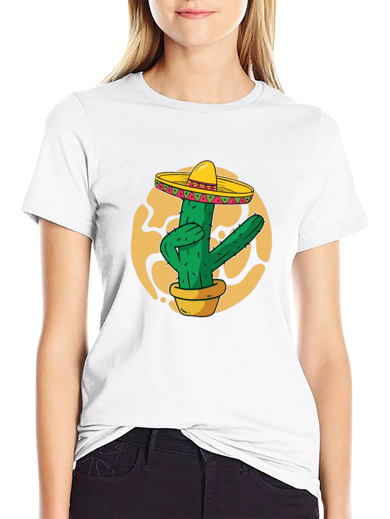 Cactus Sombrero Graphic T-Shirt - Black Cotton Tee