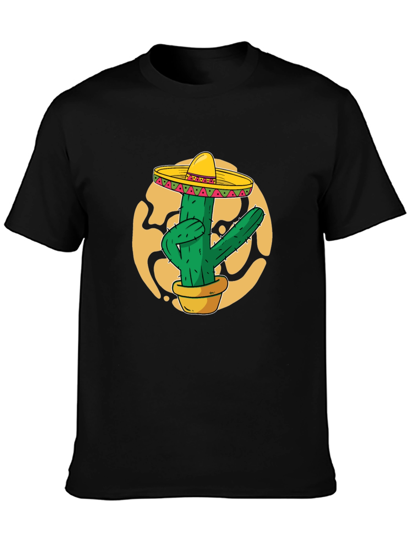Cactus Sombrero Graphic T-Shirt - Black Cotton Tee