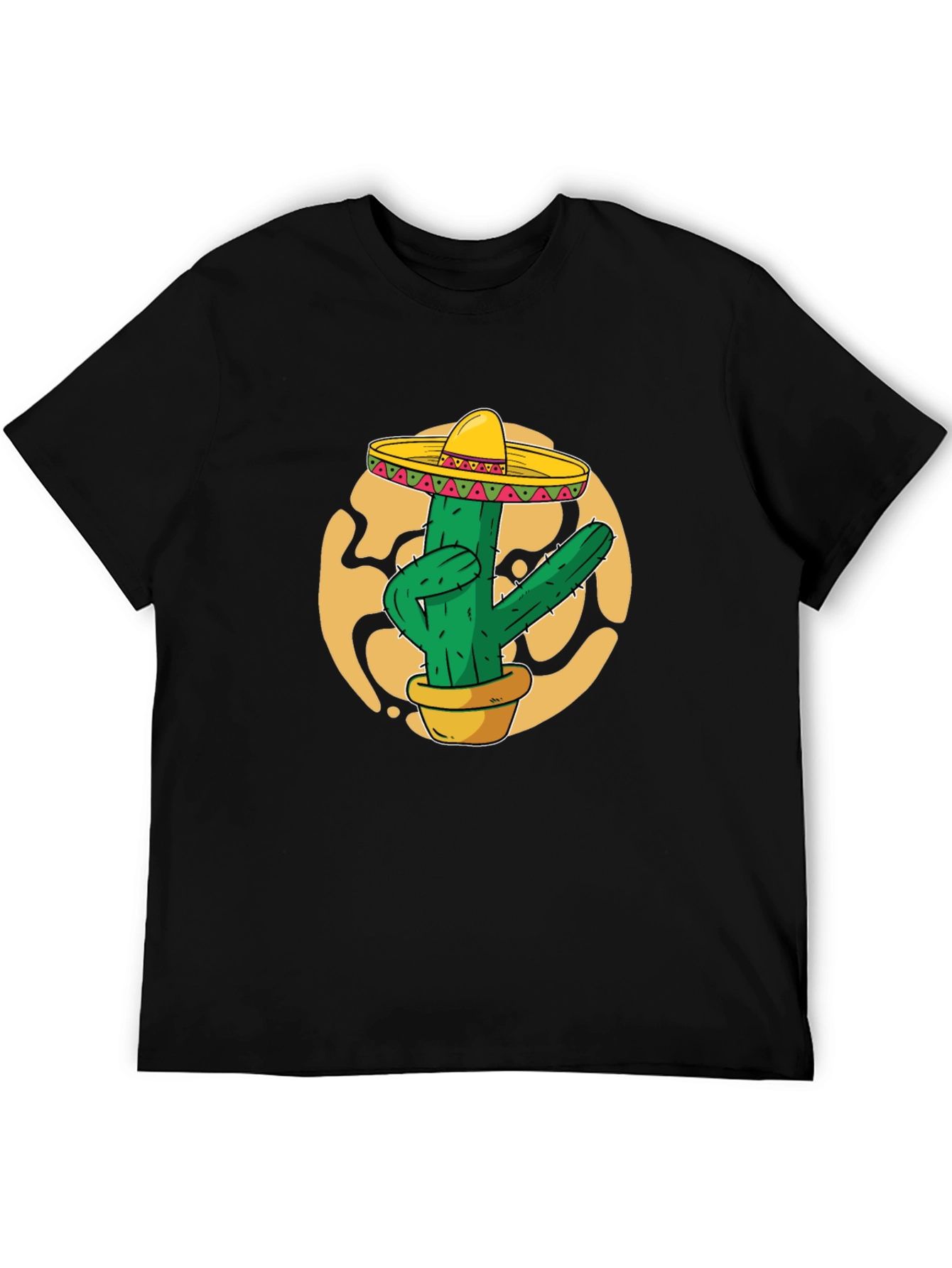 Cactus Sombrero Graphic T-Shirt - Black Cotton Tee