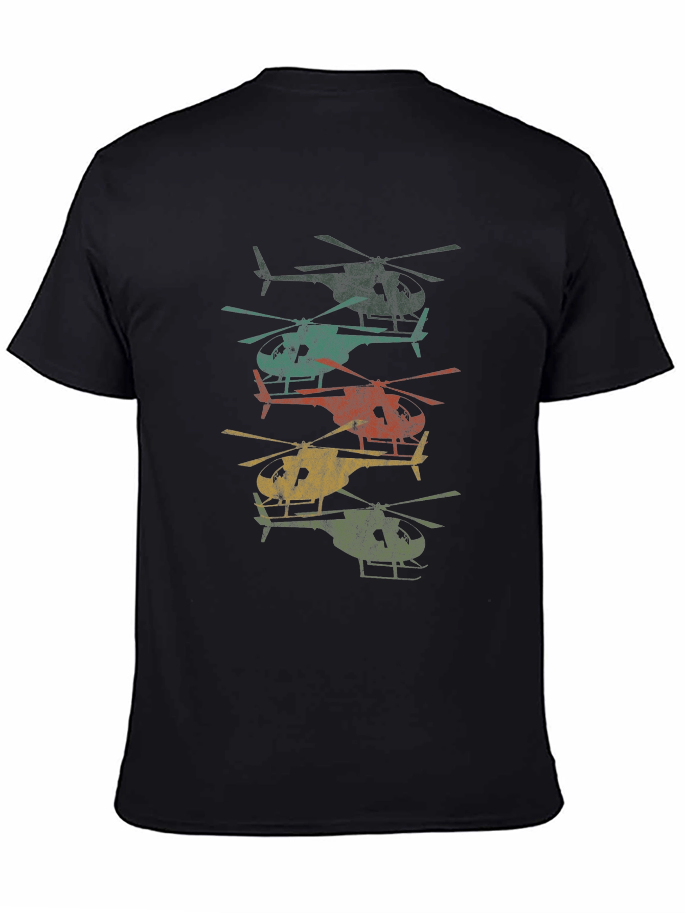 Retro Helicopter Stack Graphic Tee - Black
