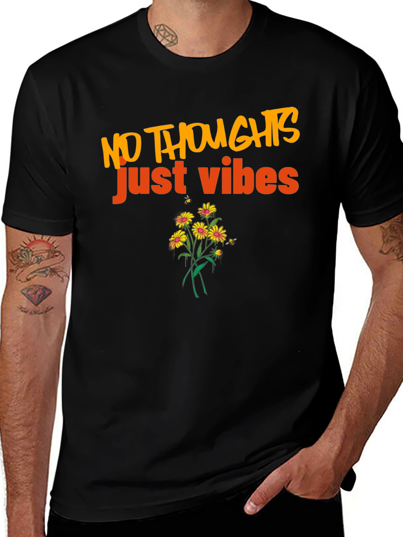 No Thoughts Just Vibes Black T-Shirt