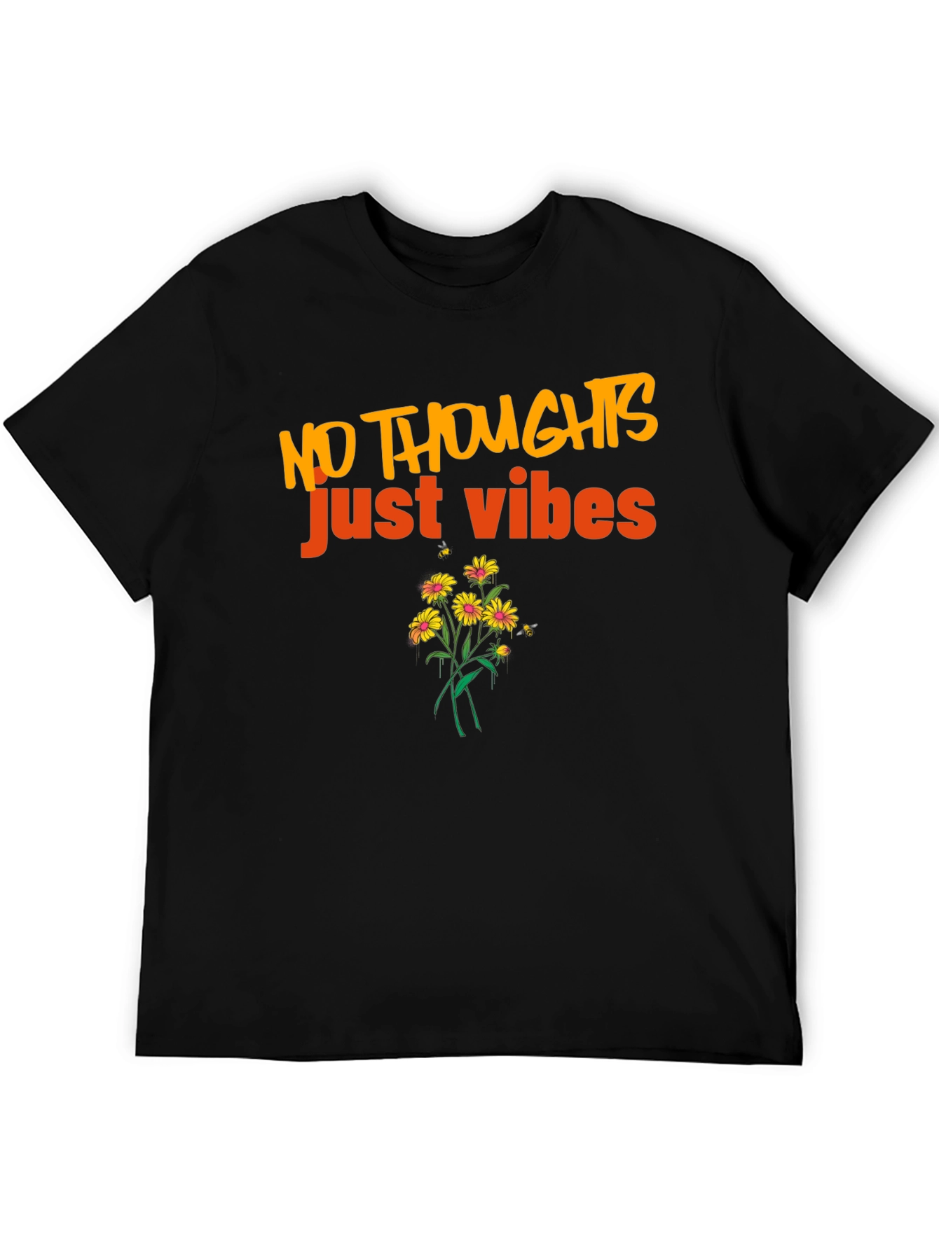 No Thoughts Just Vibes Black T-Shirt