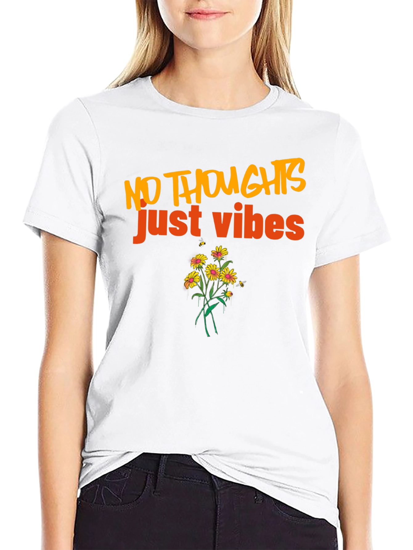 No Thoughts Just Vibes Black T-Shirt