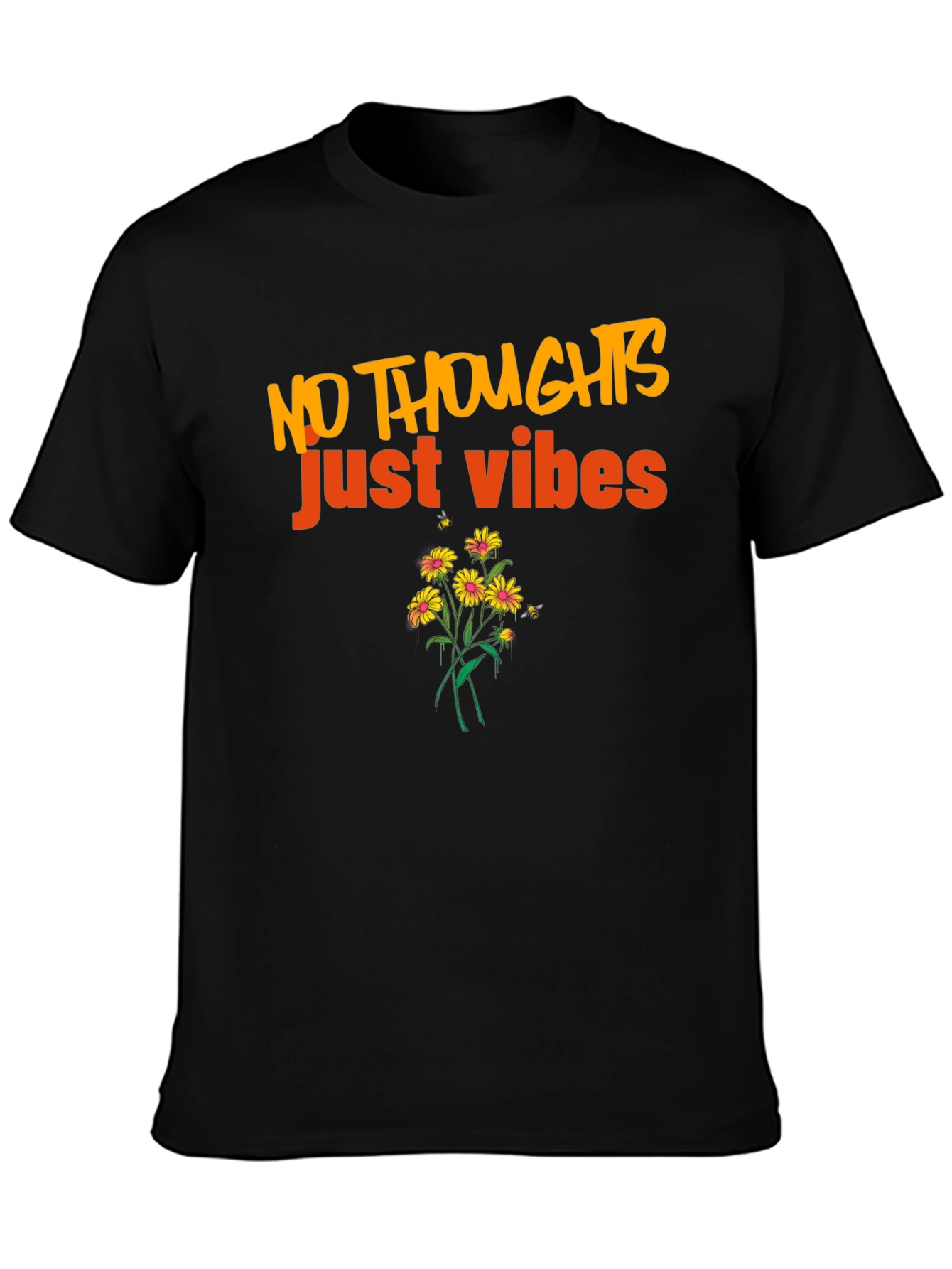 No Thoughts Just Vibes Black T-Shirt