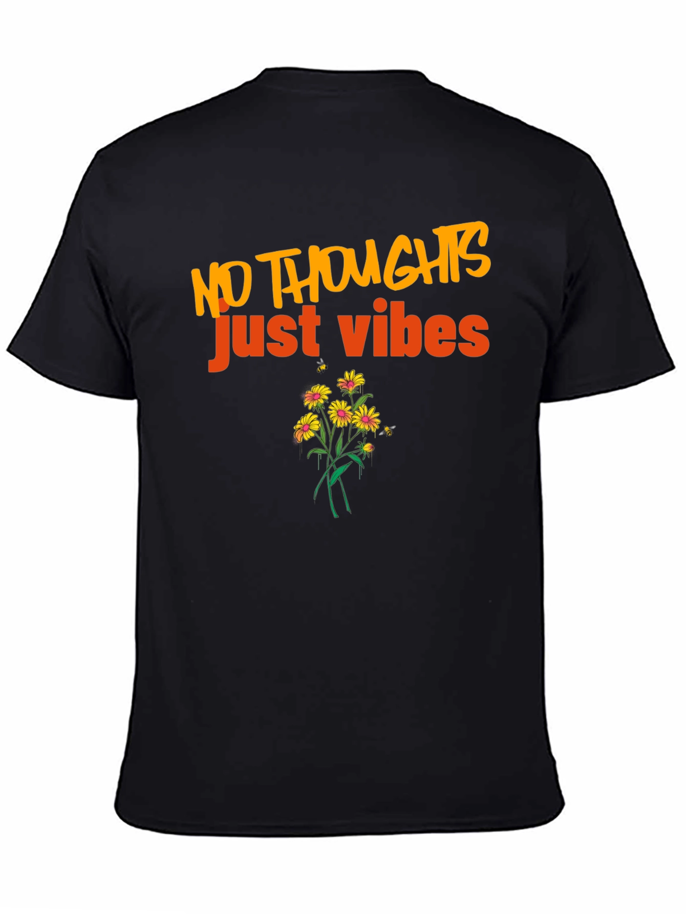 No Thoughts Just Vibes Black T-Shirt