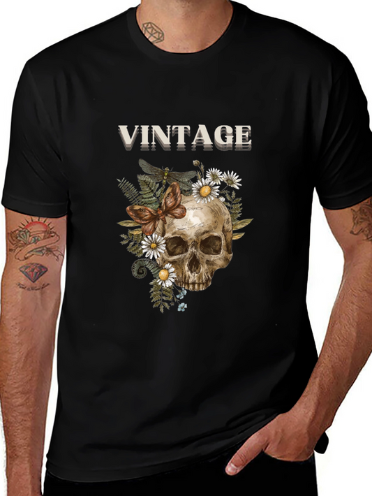 Vintage Skull Floral Graphic Tee
