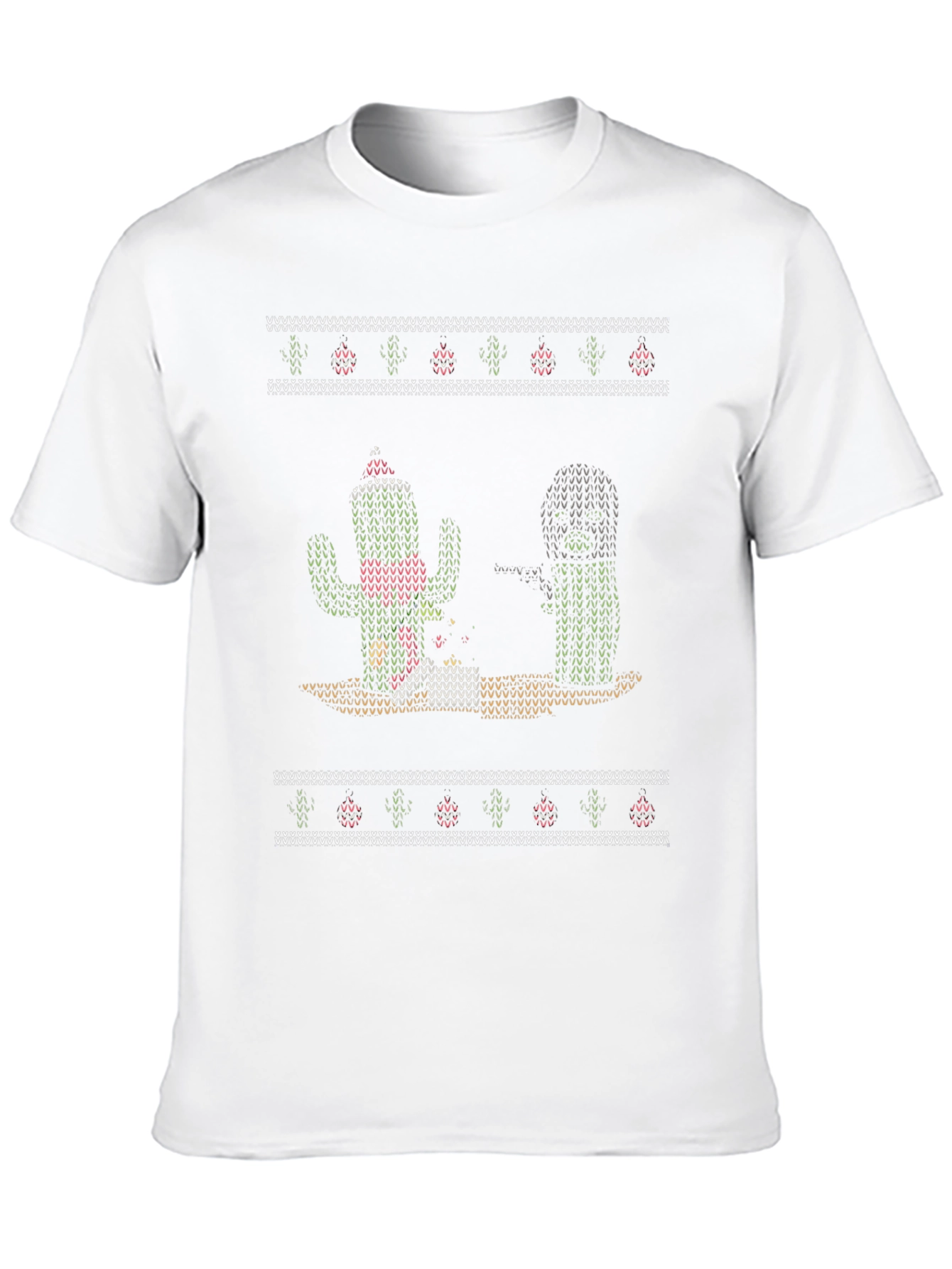Cactus Christmas Pattern T-Shirt