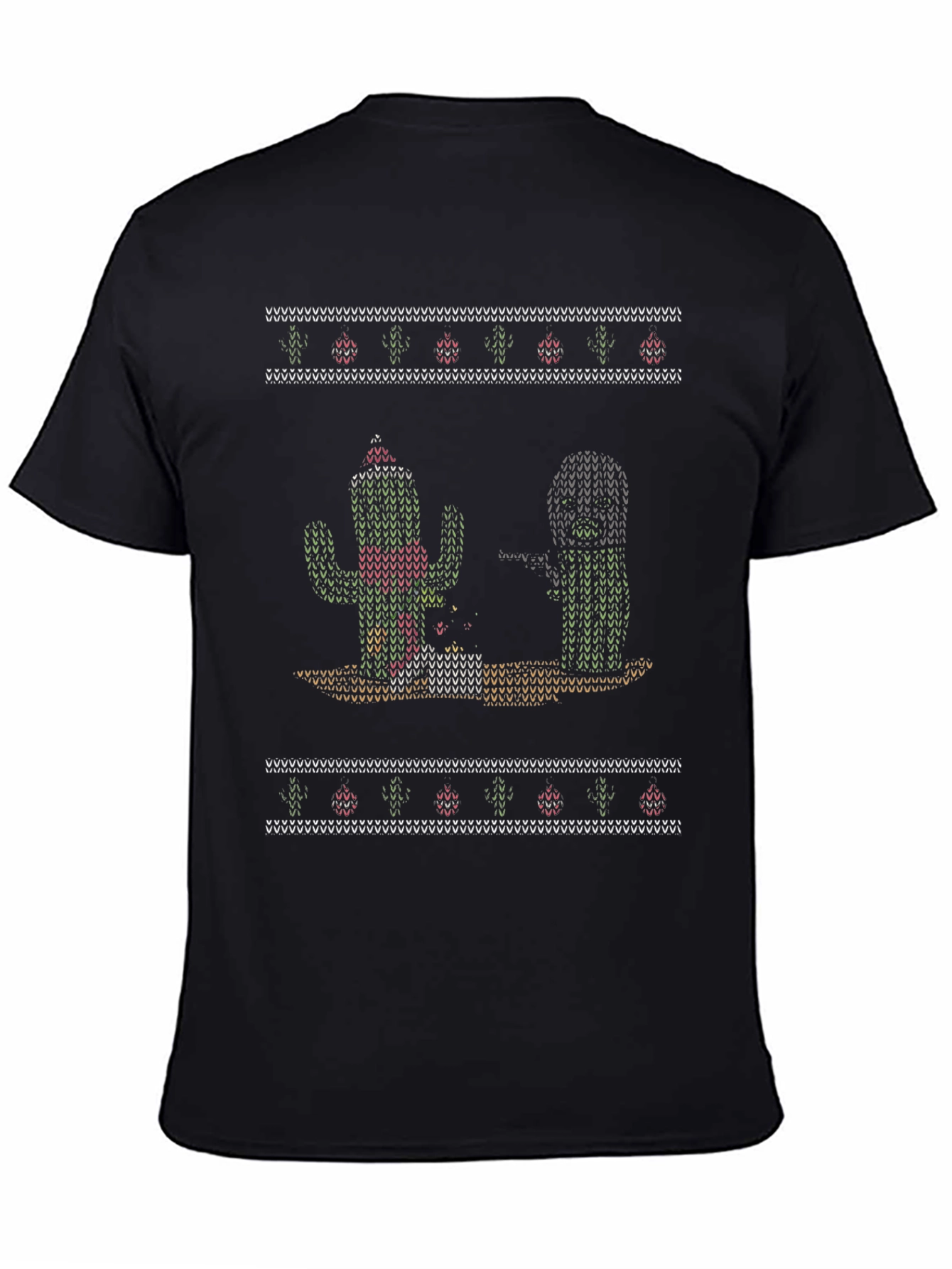 Cactus Christmas Pattern T-Shirt