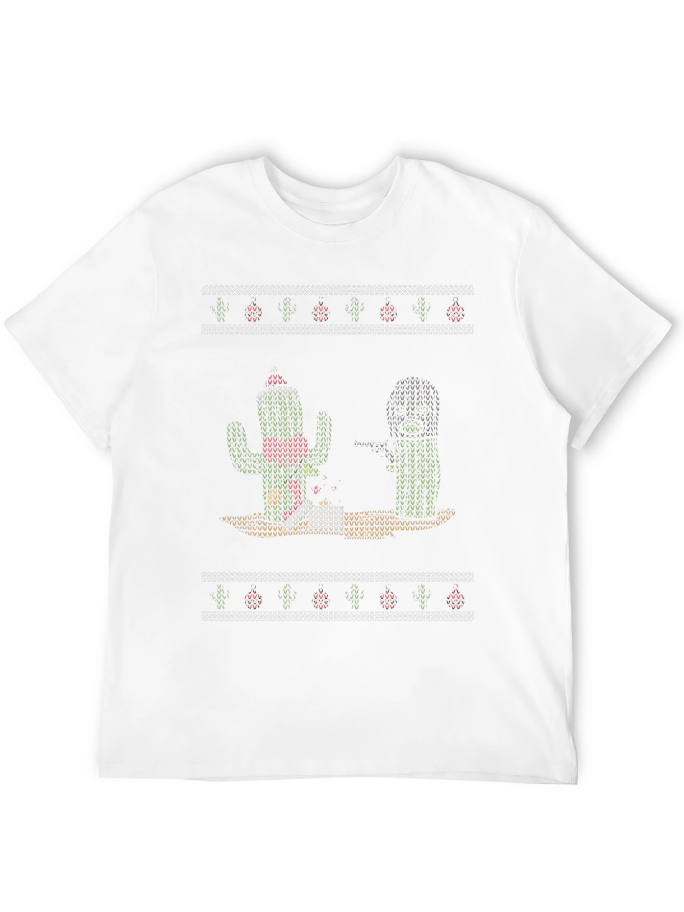 Cactus Christmas Pattern T-Shirt