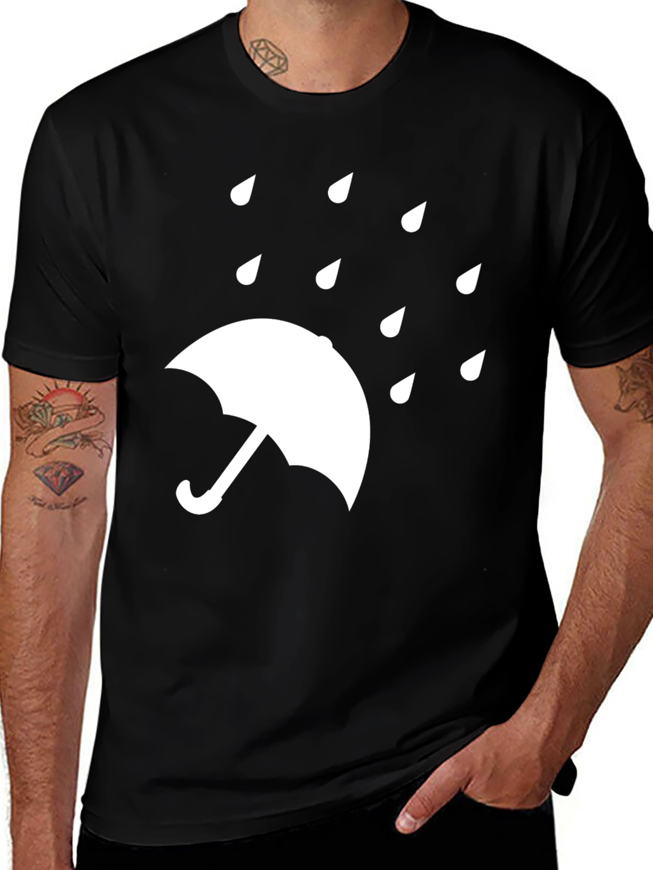 Rainy Day Umbrella T-Shirt - Classic Black Tee