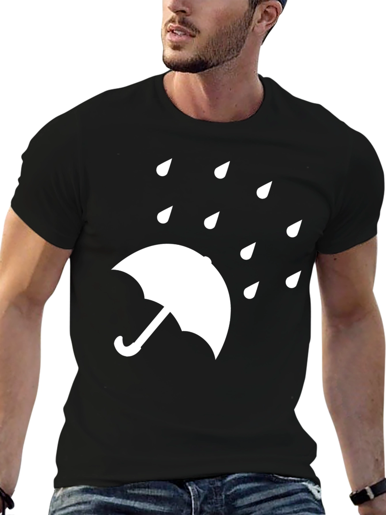 Rainy Day Umbrella T-Shirt - Classic Black Tee