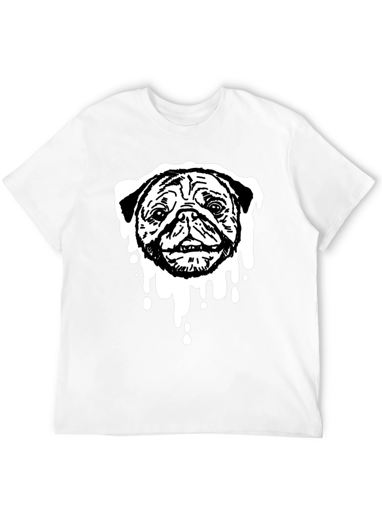 Pug Drip Graphic Tee - Black Cotton Blend