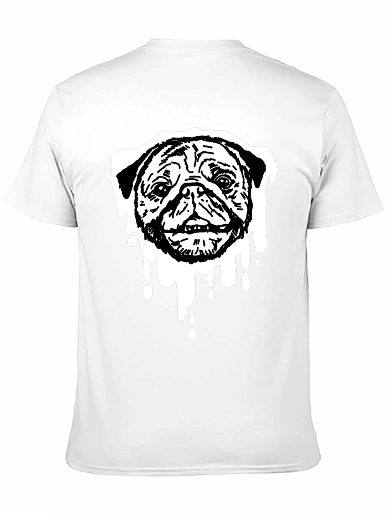 Pug Drip Graphic Tee - Black Cotton Blend