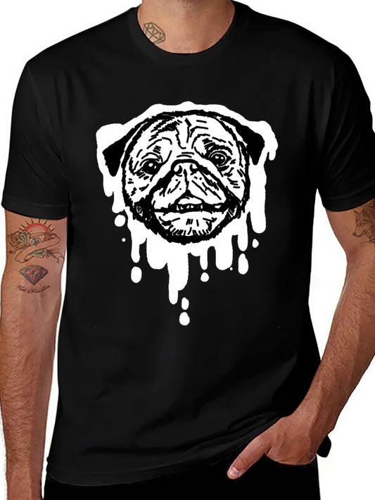 Pug Drip Graphic Tee - Black Cotton Blend