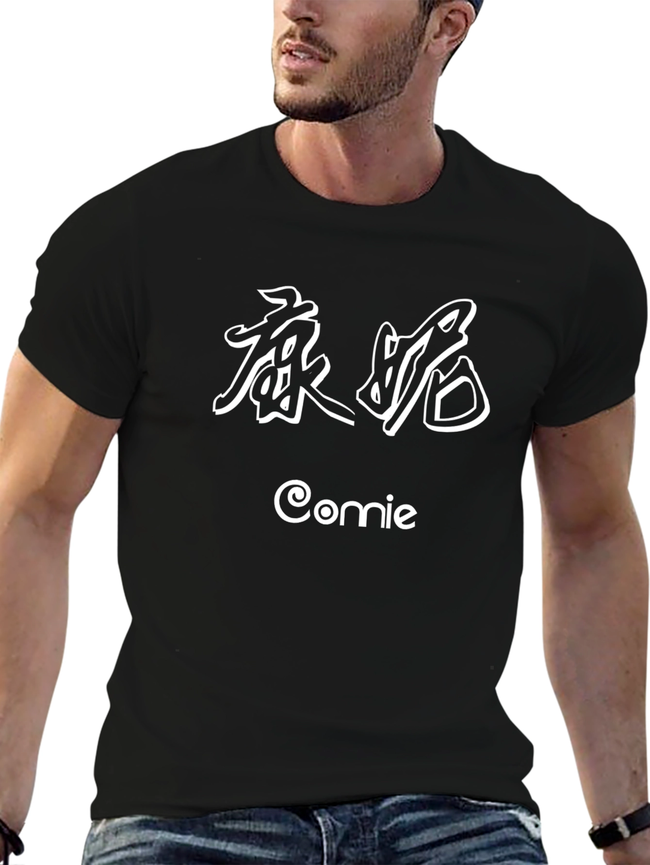 Comie Graphic Tee - Unique Design Black T-Shirt