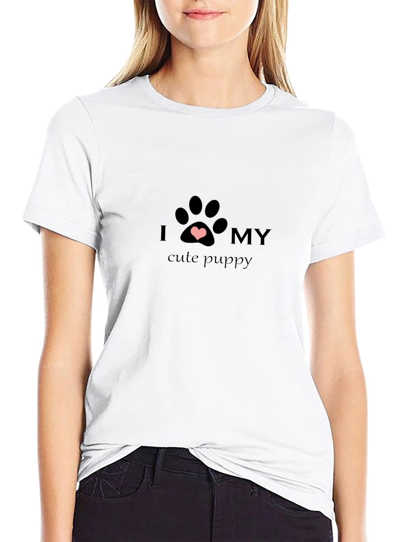 I Love My Cute Puppy Black T-Shirt