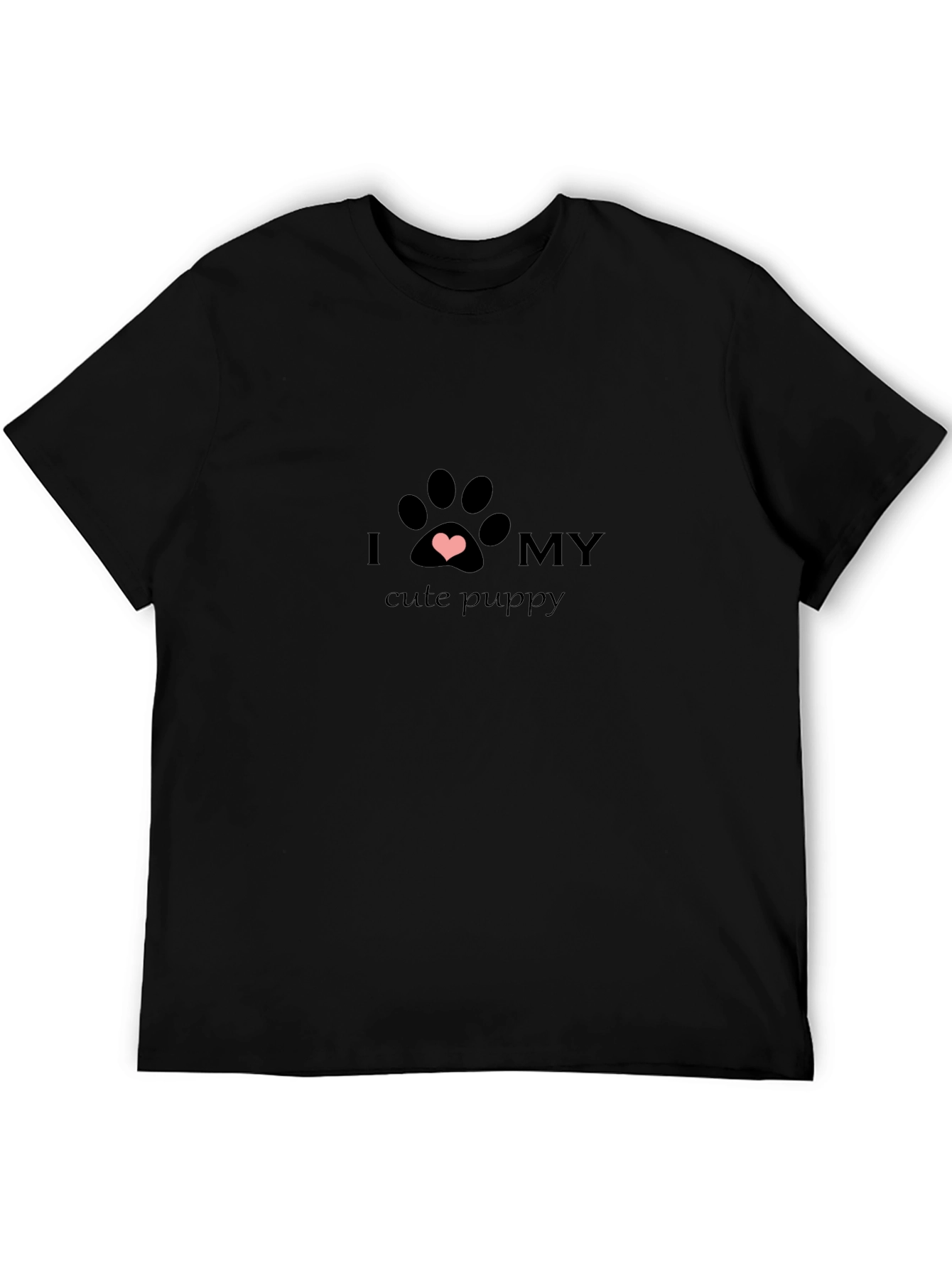 I Love My Cute Puppy Black T-Shirt