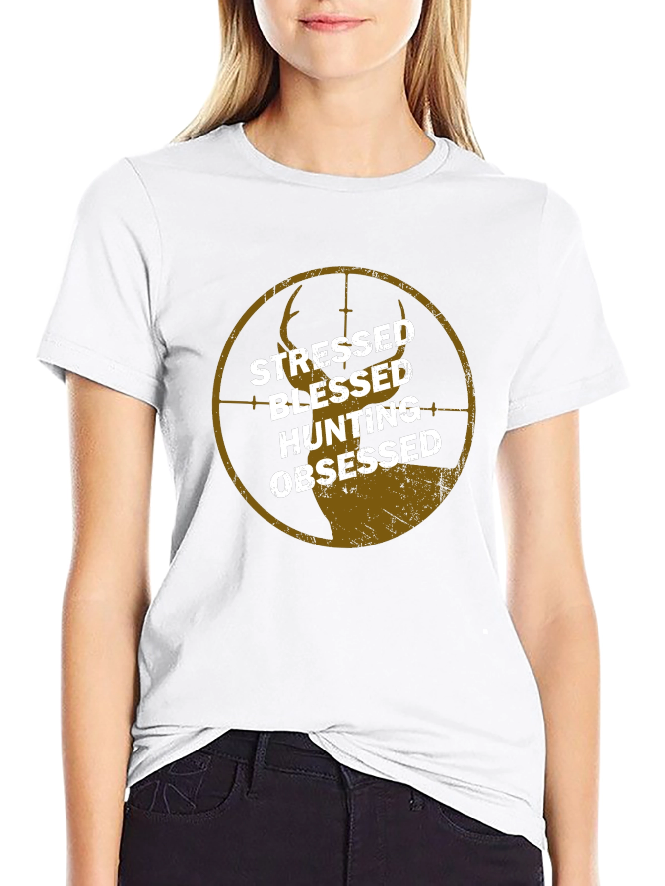 Stressed Blessed Hunting Obsessed T-Shirt