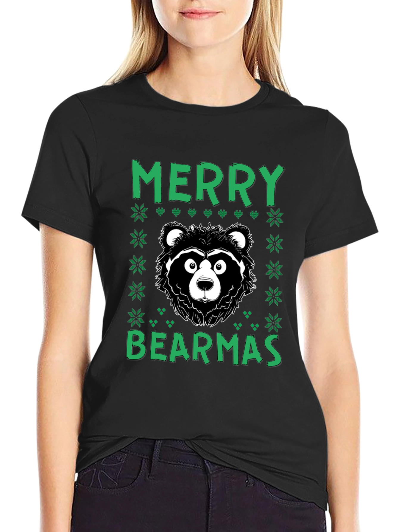 Merry Bearmas Christmas T-Shirt - Ugly Sweater Style