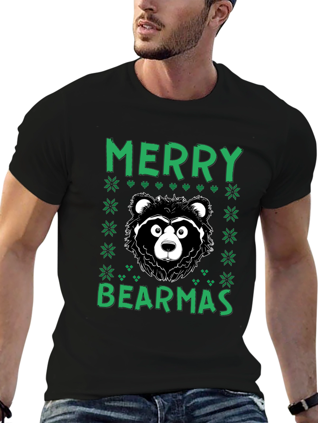 Merry Bearmas Christmas T-Shirt - Ugly Sweater Style