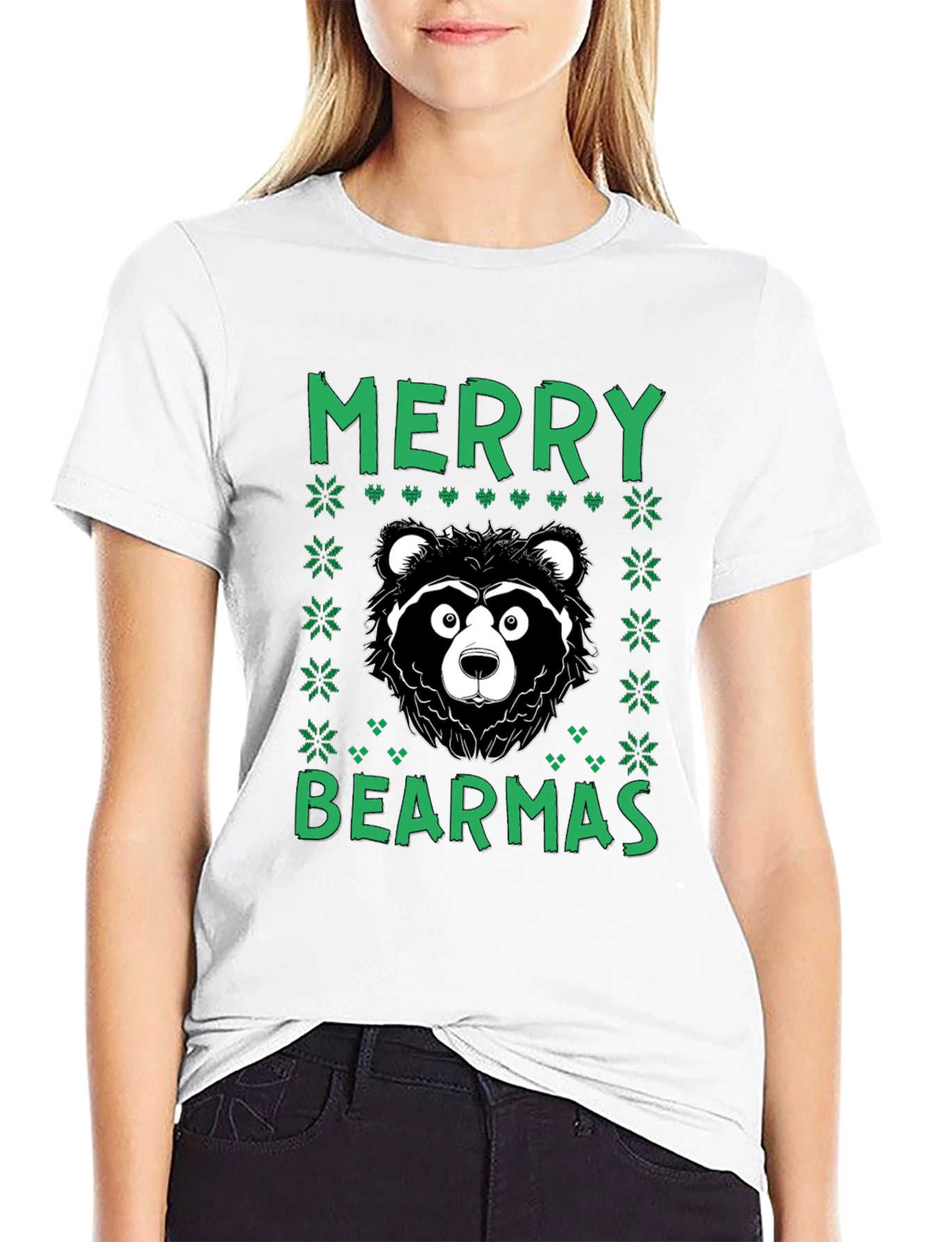 Merry Bearmas Christmas T-Shirt - Ugly Sweater Style