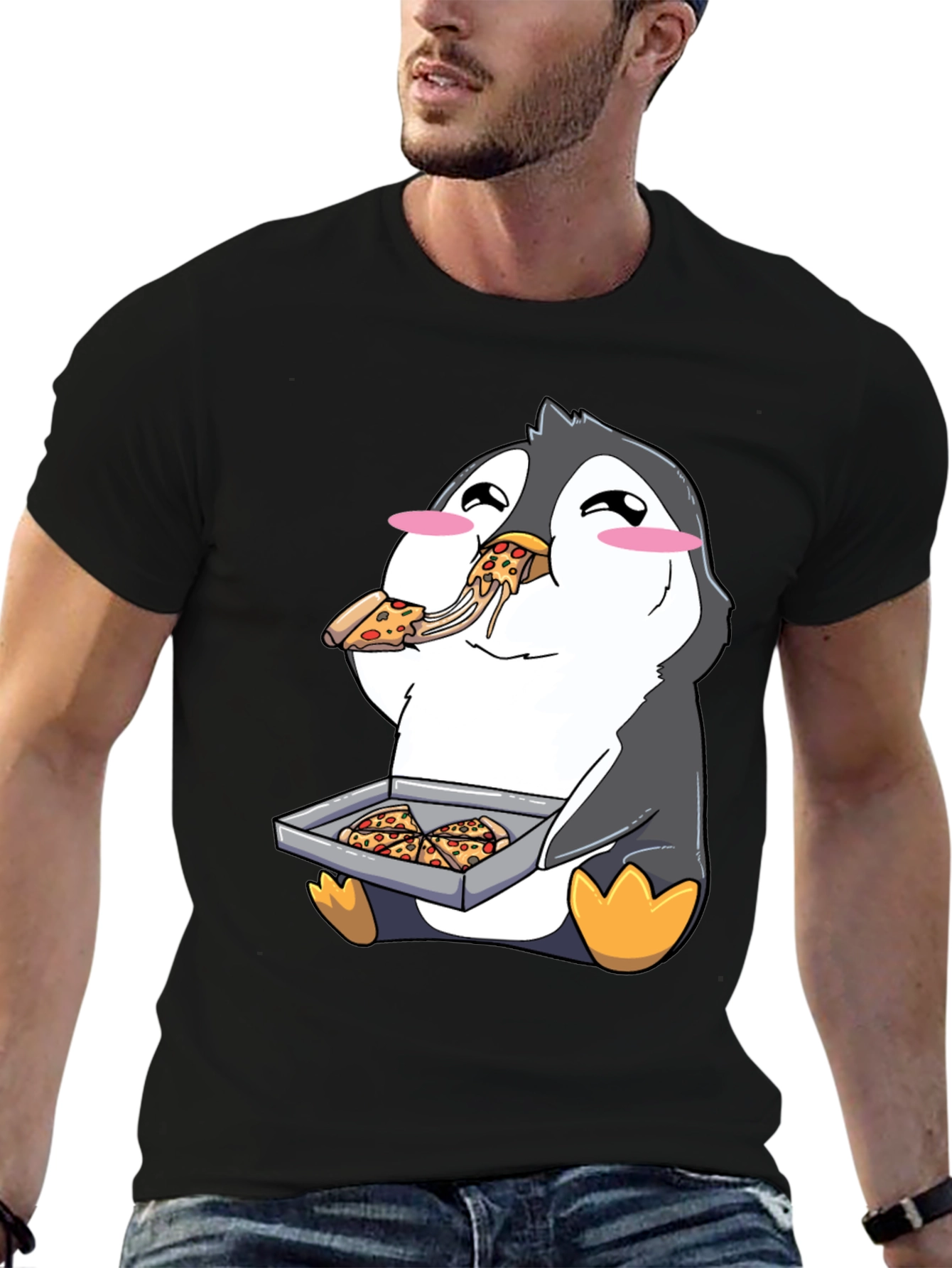 Pizza Penguin Graphic Tee - Cute & Fun Design